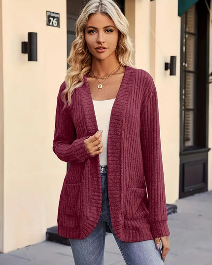 ELISE- COZY KNIT CARDIGAN OPEN-FRONT WITH POCKETS