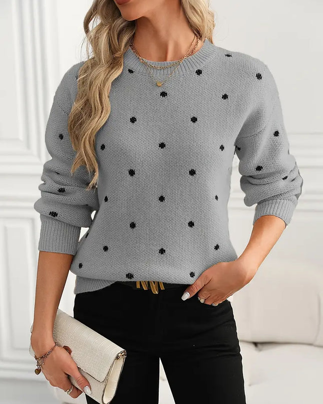 IVY- ELEGANT KNIT SWEATER WITH DELICATE EMBROIDERED DOTS