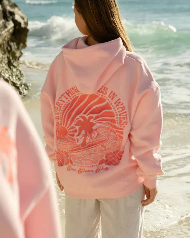 ABIGAIL - OVERSIZED HOODED SWEATSHIRT WITH SUNSET BACK PRINT