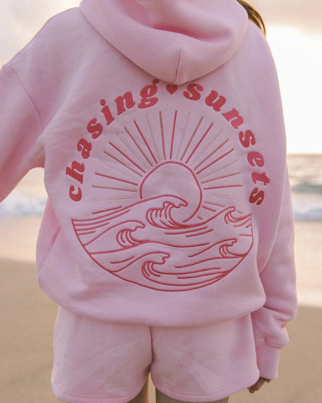 ABIGAIL - OVERSIZED HOODED SWEATSHIRT WITH SUNSET BACK PRINT